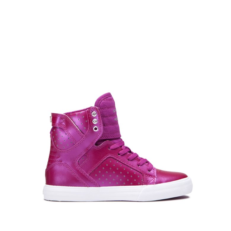 Supra Korkeavartiset Skytop Lasten Kengät Pinkki Hopea | 6D1U8E3