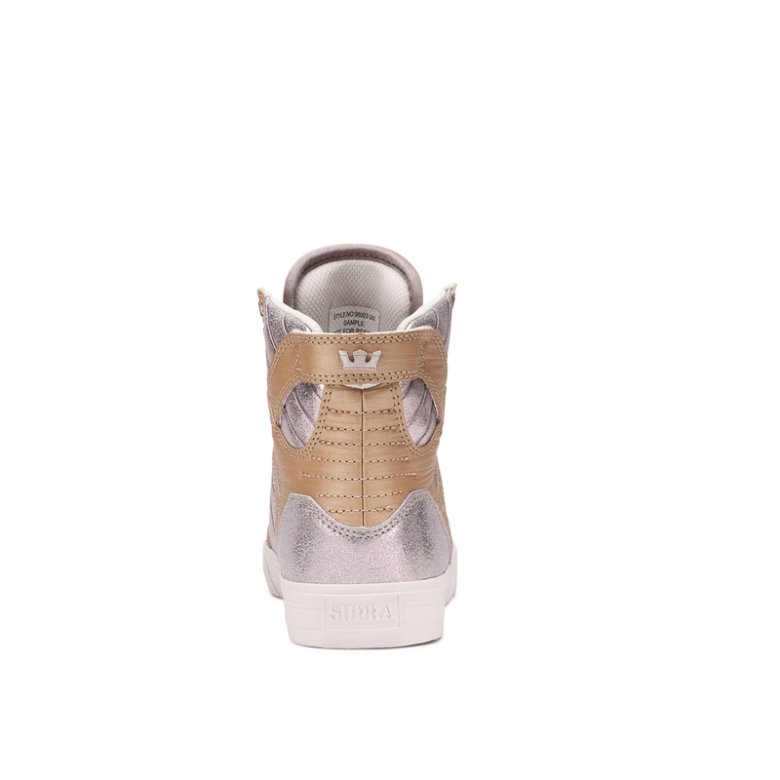 Supra Korkeavartiset Skytop Naisten Kengät Beige Hopea | 0JNRJ3S