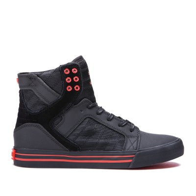 Supra Korkeavartiset Skytop Miesten Kengät Mustat Tummanharmaat Punainen | 99MPY4B